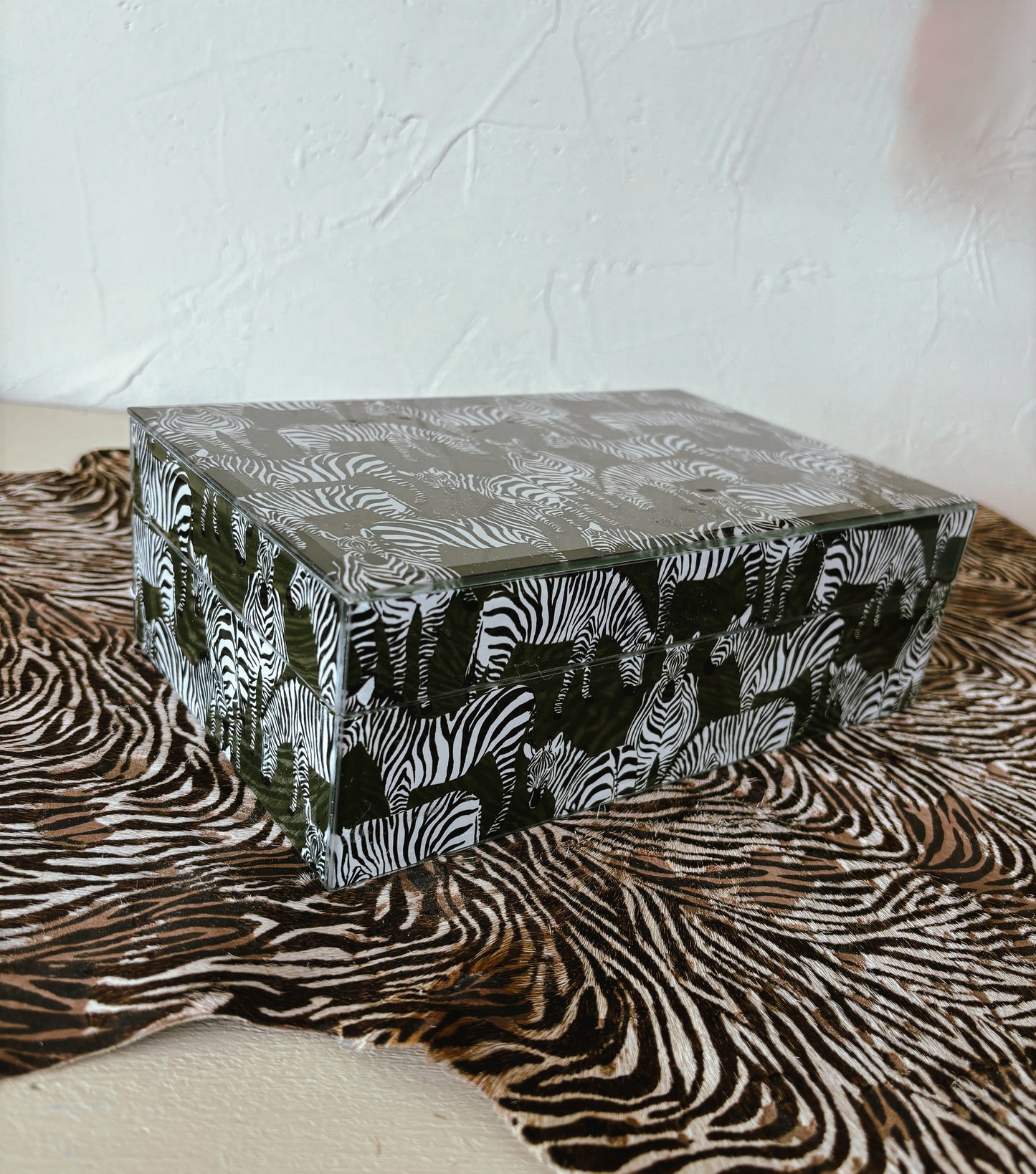 Olive Green & Zebra Trinket Box