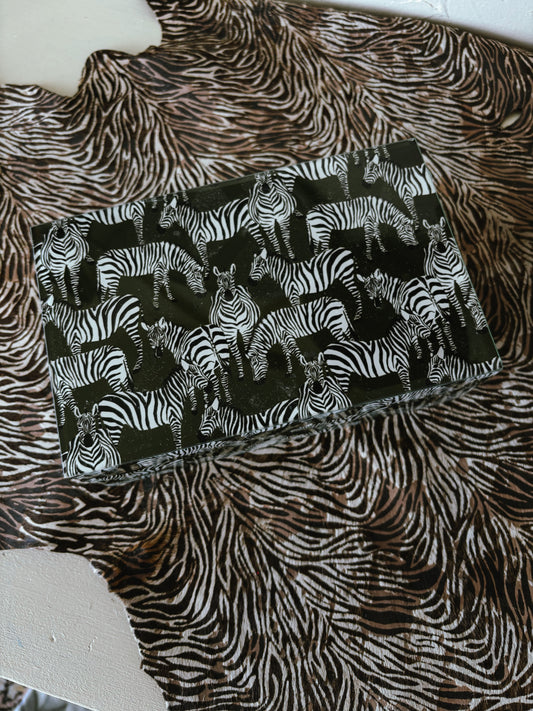 Olive Green & Zebra Trinket Box